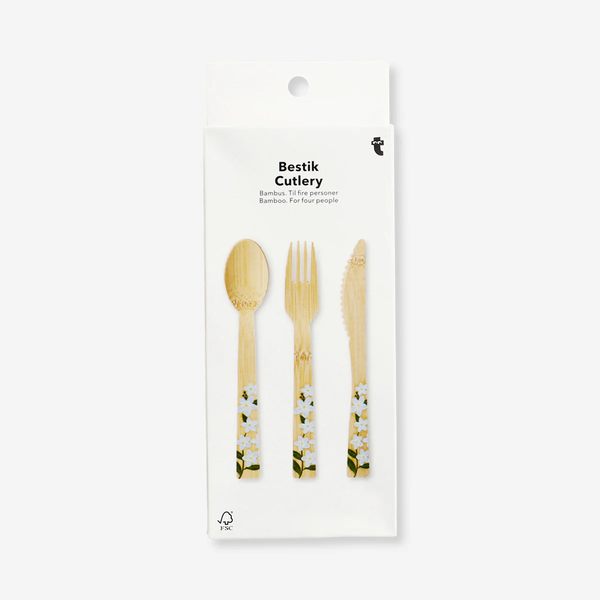 Bamboo cutlery with flowers - For 4 persons - Image 3