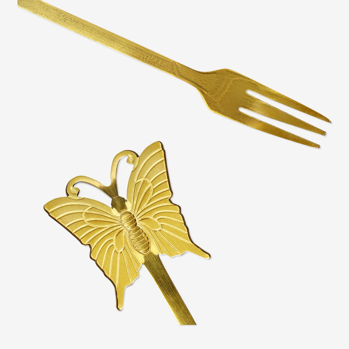 Gold snack forks with butterflies - 2 pcs - Image 3