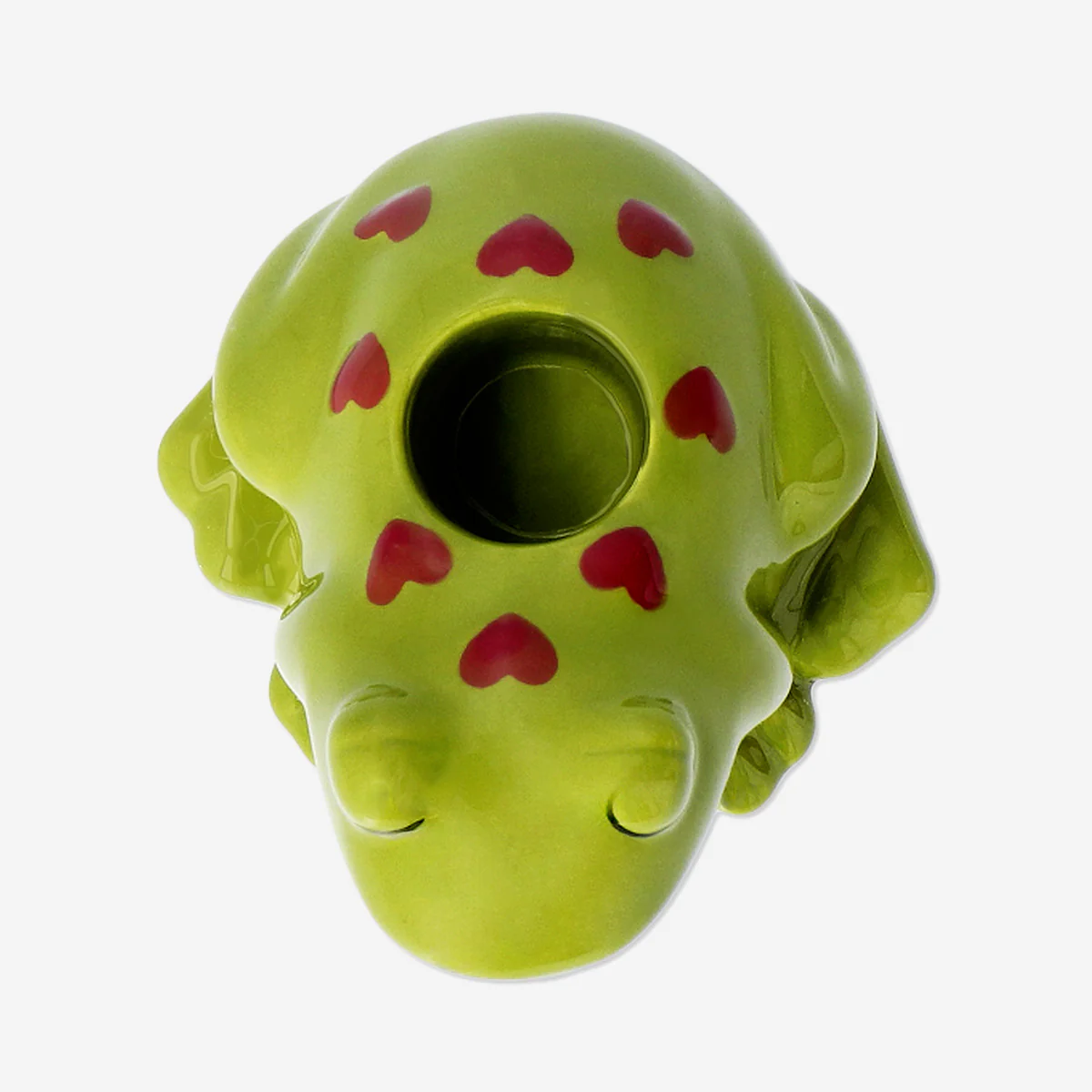 Green frog candleholder with hearts - Image 3